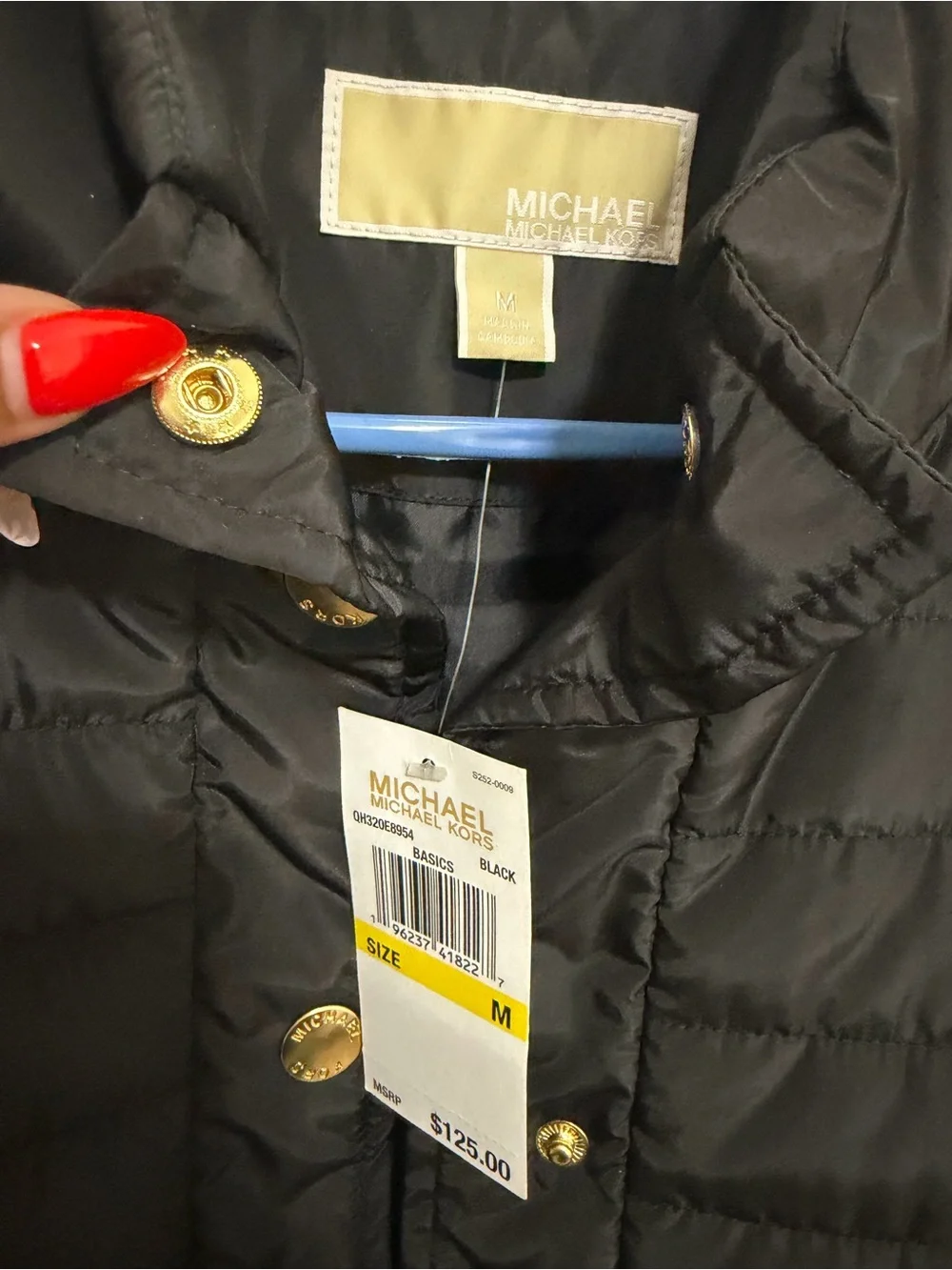Michael Kors Black Quilted Puffer Vest with Gold Hardware